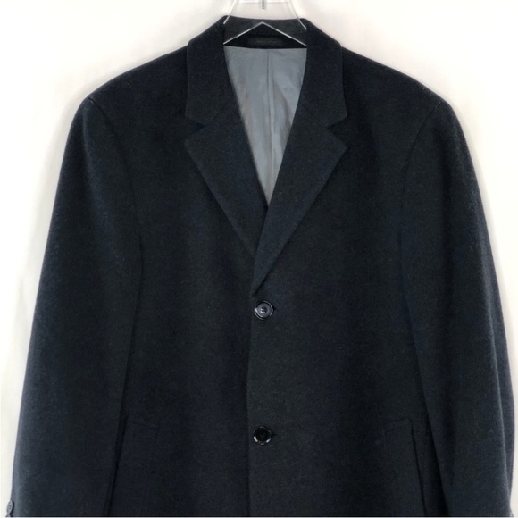 CALVIN KLEIN Men's Cashmere Wool Blend Overcoat 42 R *MINT* Charcoal Gray Coat - Picture 3 of 16